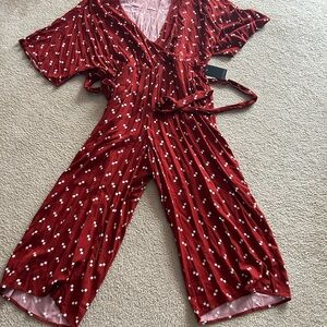 Eloquii Red Jumpsuit with White Pattern